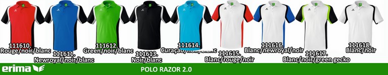 PALETTE ERIMA ligne RAZOR 2.0 : POLOS Razor 2.0