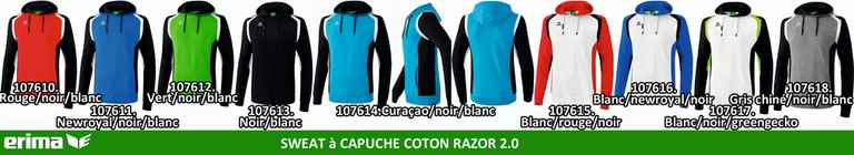 PALETTE ERIMA ligne RAZOR 2.0 : SWEAT à CAPUCHE Razor 2.0