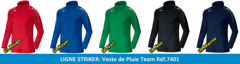 PALETTE JAKO ligne STRIKER: VESTE DE PLUIE STRIKER Réf.7401