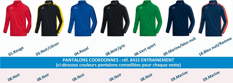 PALETTE JAKO ligne STRIKER: ZIPTOP POLYESTER Réf.8616